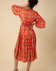 Hale Bob - Kamryn 48DN632A - Langes Kleid mit V-Kimonoärmeln - orange