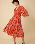 Hale Bob - Kamryn 48DN632A - Langes Kleid mit V-Kimonoärmeln - orange