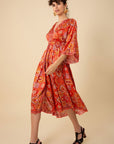 Hale Bob - Kamryn 48DN632A - Langes Kleid mit V-Kimonoärmeln - orange