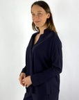 Nineto9 - Chemisier coupe A avec patte de boutonnage cachée - Navy - 599L