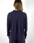 Nineto9 - Chemisier coupe A avec patte de boutonnage cachée - Navy - 599L