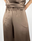 D.Exterior - 62663 | 6 - Broek palazzo satijn - MOCHA
