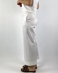 D.Exterior - Rechte Broek met Omslag in Satijnkatoen - Bianco - 62791 | 1