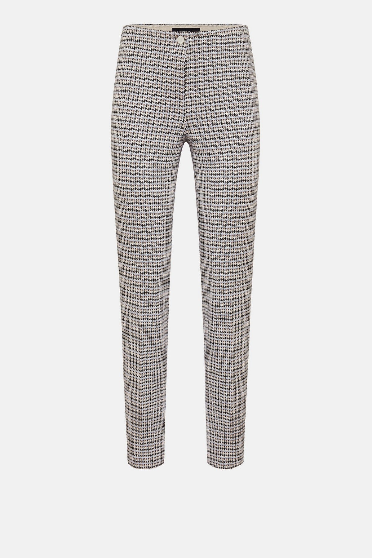 Comfortabele damesbroek van Cambio, model ROS in een veelkleurige microcheck motief.