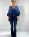 MAI – Pull 100 % handgefertigt – Dégradé – Marineblau