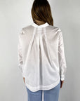 A06841 Peserico witte blouse met poplin voorzijde, stretch jersey achterzijde