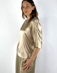 Peserico - Hemd aus Seidensatin mit Lurex-Details - Marron - A06871