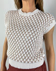 Peserico - Ärmelloser Pullover mit Rautenmuster - Weiß/Rosa - A99034F03