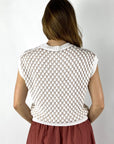 Peserico - Ärmelloser Pullover mit Rautenmuster - Weiß/Rosa - A99034F03