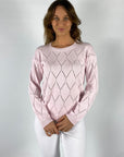 Anneclaire - D0501 403 - Pullover mit durchbrochenem Rautenmuster - Hellrosa