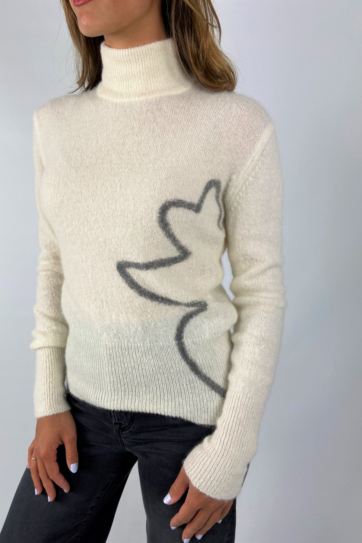 Anneclaire - A1348 | 201 - Pull mohair fantasie - ecru