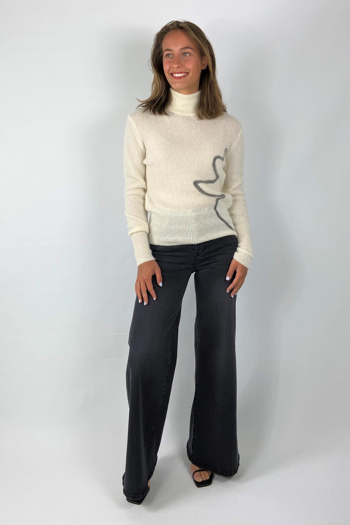Anneclaire - A1348 | 201 - Pull mohair fantasie - ecru
