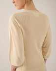 Oscar The Collection – Agnes TOP – Pullover mit Bindebändern an den Ärmeln – Creme