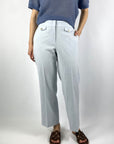 095321 6352 Seductive Alara rechte broek hemelsblauw met goudkleurige knopen