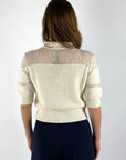 Anneclaire - Baumwollstrickjacke mit halbtransparentem Schulterdetail - Creme - D1620 | 1760