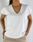 Anneclaire - D1023 201 - Shirt V-Ausschnitt Viskose-Mix - weiß