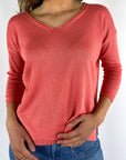 Anneclaire - D1042 231 - Pullover V Viskose-Mix - Blush