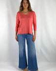 Anneclaire - D1042 231 - Pullover V Viskose-Mix - Blush