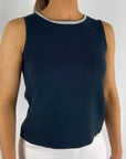 Anneclaire - D1065 307 - Top mit Paspelierung aus Baumwollmix - Marine