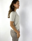 Anneclaire - D1247 | 117 - Pull korte mouw ruit strass - lichtgrijs