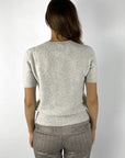 Anneclaire - D1247 | 117 - Pull korte mouw ruit strass - lichtgrijs