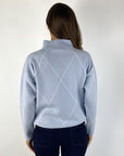 Anneclaire - D1408 861 - Pull col montant ruit - lichtblauw