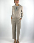 Anneclaire - D1869 | 733 - Trui met strik bicolor - GRIJS BEIGE