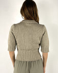 Anneclaire - Grobstrick-Cardigan aus Baumwoll-Leinen - Taupe - D1605 | 934