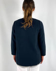 Anneclaire - D1059 307 - Strickjacke mit langer Paspelierung - Marineblau