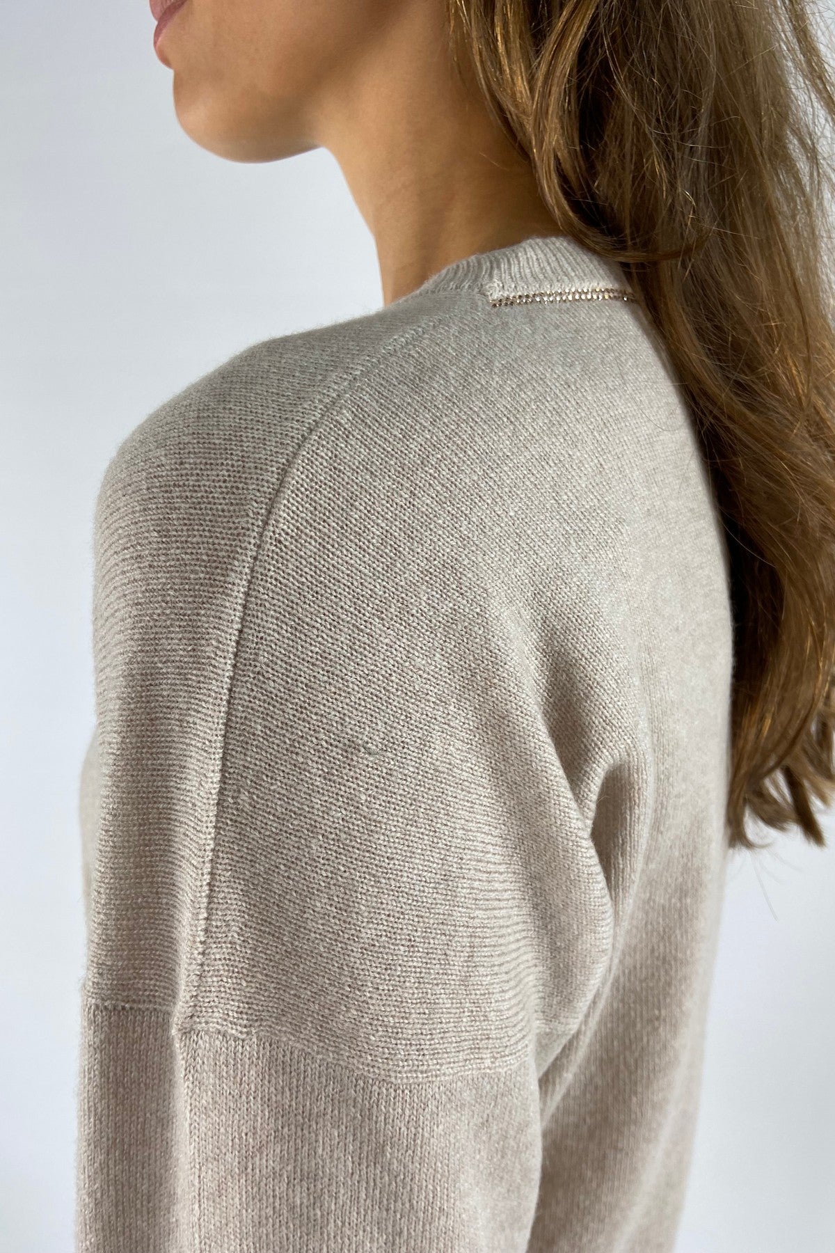 Anneclaire - D0812 770 - Pull ronde hals bicolor - beige