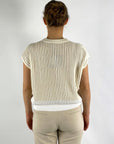 Anneclaire - D1113 430 - Ärmelloser zweifarbiger Pullover - Creme