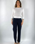 Anneclaire - D0990 630 - Zweifarbiger Pullover aus Baumwollmischung mit Paspelierung - Weiß