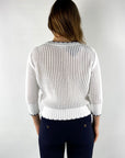 Anneclaire - D0990 630 - Zweifarbiger Pullover aus Baumwollmischung mit Paspelierung - Weiß