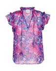 Misa Los Angeles – Basia – Top-Rüschen-Aquarell – Fuchsia-Blau