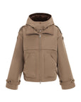 BJ20019 Urbancode waterafstotende nylon twill jacket camel met corduroy details.