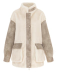 Urbancode reversible mantel BJ20368 in Cashew Cream met opstaande kraag