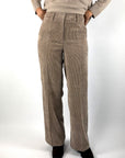 Cambio Amelie wide-leg corduroy pantalon in Ginger Biscuit met wijde pijpen en steekzakken