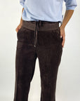 Cambio - Ava double jogger - Broek jogger ribfluweel - coffee