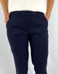 Cambio - Krystal | 8003 - Leinen-Stretchhose - Schwarz und Blau