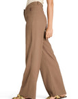 Cambio - Mira Wide-Leg Pantalon linnen - Arabica - 33 Inch