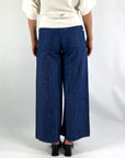Cambio - Palazzo cropped | 9176 - Hose in Leinenoptik - Blue Denim