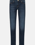 Slanke donkerblauwe slim-fit jeans van Cambio met stretch, klassieke 5-pocket stijl en vrouwelijke 'used wash'.