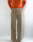 Cambio - Ada aufgesetzte Tasche - Feinripphose mit 2 Taschen - Gentle Oat