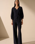 Oscar the collection - Claire top - Top V-Ausschnitt mit Schleife navy