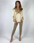 Dreamcatcher - D604RCW136A - Khaki - Bluse mit Paisley-Print - Khaki