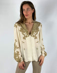Dreamcatcher - D604RCW136A - Khaki - Bluse mit Paisley-Print - Khaki
