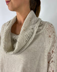 D.Exterior - 61261 | 7 - Pull wijde rolkraag crochet - greige