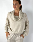 D.Exterior - 61261 | 7 - Pull wijde rolkraag crochet - greige