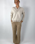 D.Exterior - 61554 | 7 - Pull V bouclé ribdetails - greige