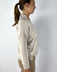D.Exterior - 61554 | 7 - Pull V bouclé ribdetails - greige